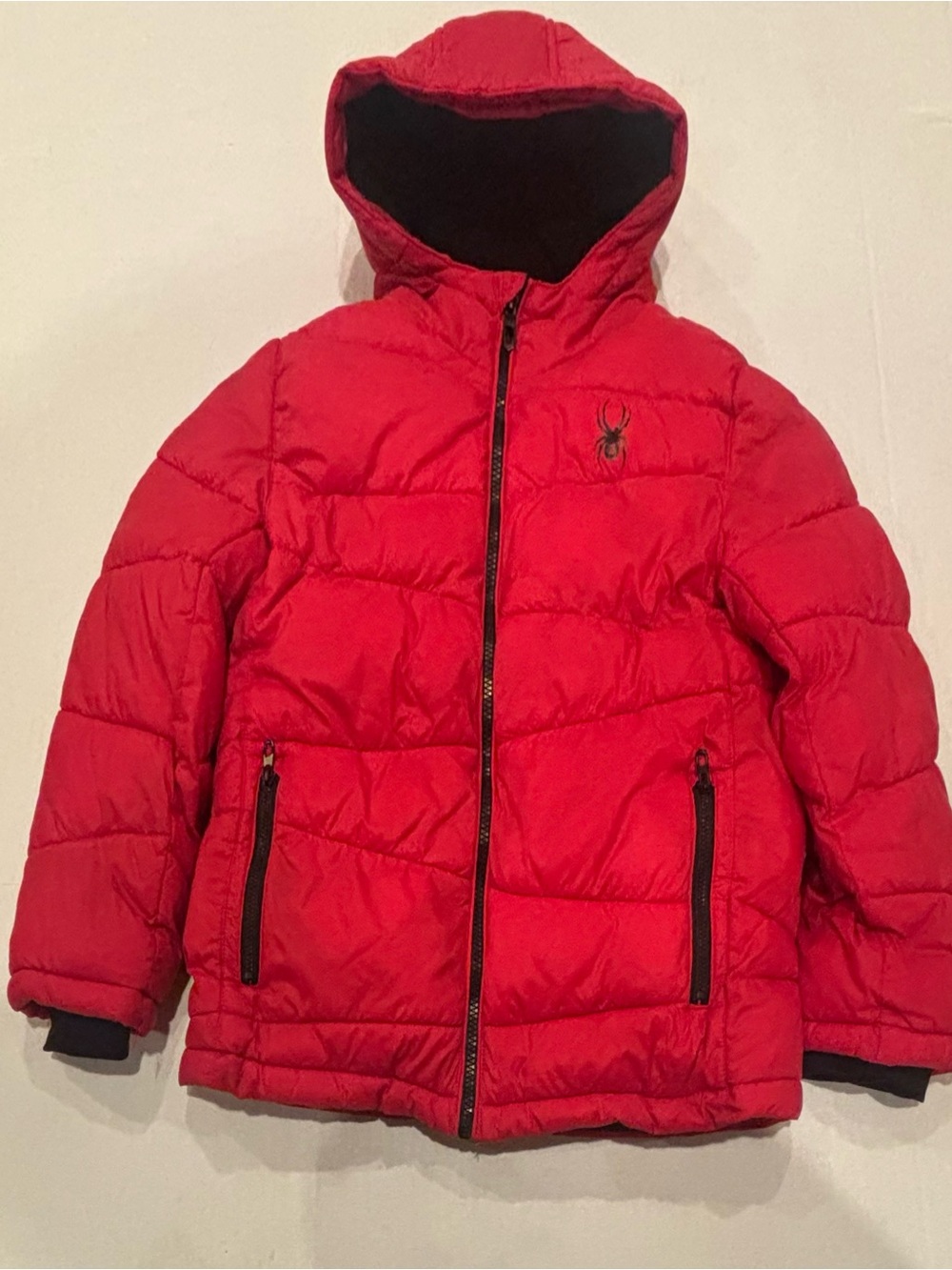 Spyder Kids Red Hooded Puffer Jacket